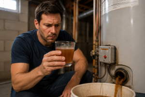 Rusty or discolored hot water usually points to a corroding water heater tank, a failing anode rod, or aging pipes. Here is how to tell which one is the problem and whether your water heater needs to be replaced.