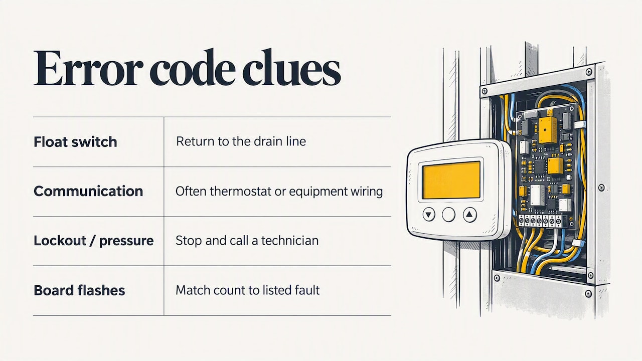 How to read error codes on smart thermostats and control boards — overview diagram