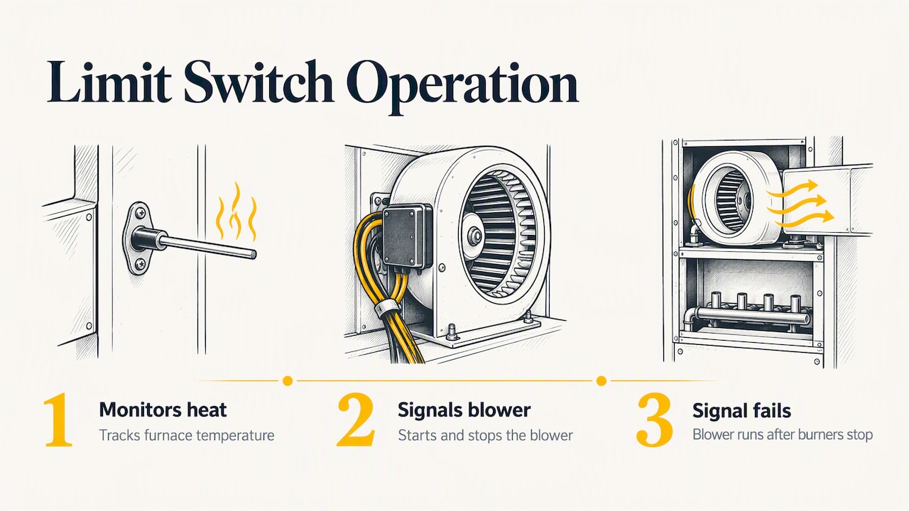 How a furnace limit switch controls blower operation