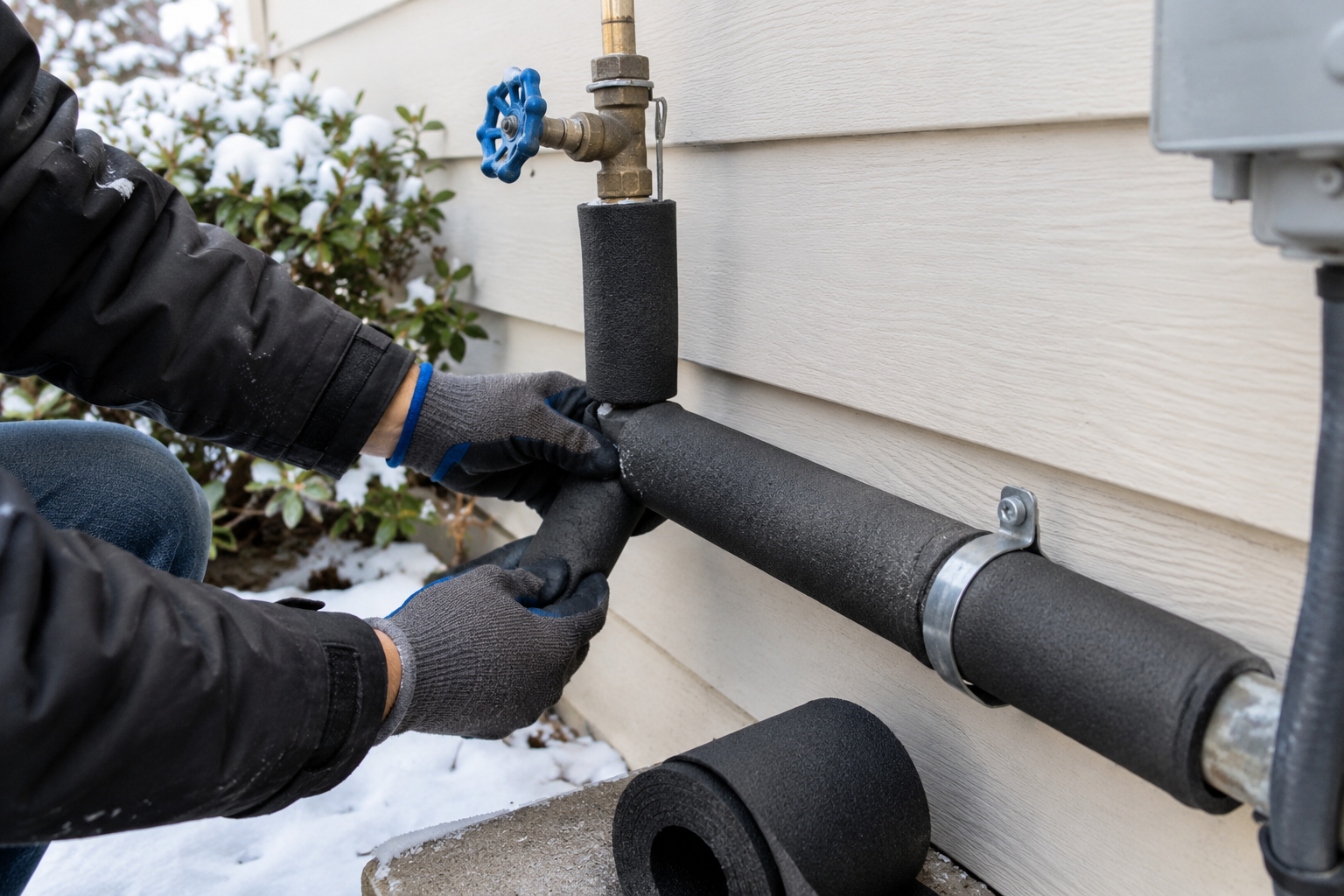 Winter Pipe Insulation Work